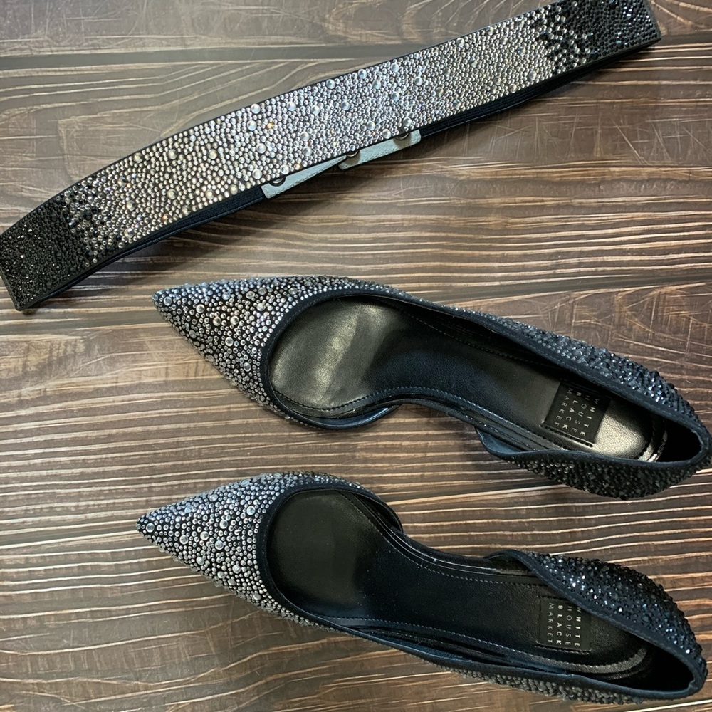 Shinny heels and belt